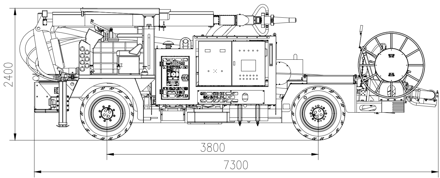 04-Wet Concrete Sprayer_Traveling state_GH1809G-K2_small and medium size cross section_back view_HOT Mining